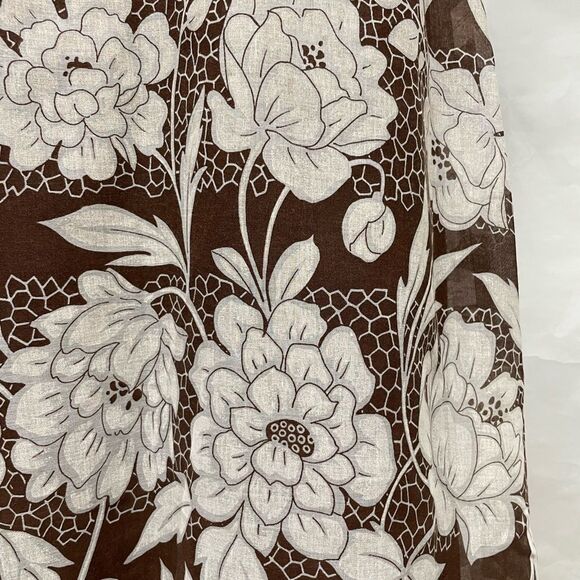 Vintage 1970s Floral Print Brown White Maxi Dress & Matching Shawl Scarf S 4 6 - Picture 5 of 15